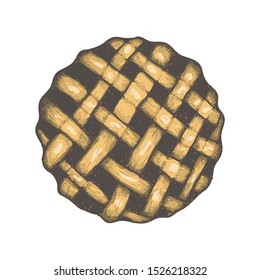 Apple/berry pie vector illustration, hand drawn isolated design element.