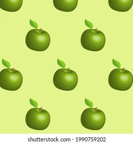 Apple-green pattern .  On a  green background . Textiles for packaging . Natural apple juice. 3 D . 