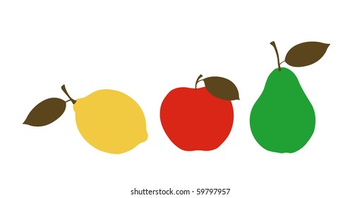  apple,lemon and  pear