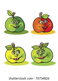 apples against white background, abstract vector art illustration