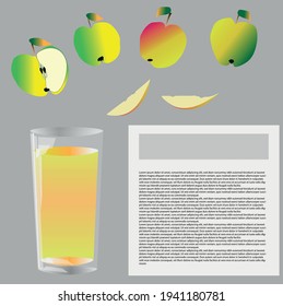 Jugo de manzanas y manzanas, vitaminas, salud, dieta.