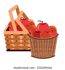 apples autumn fruits seasonal icons vector illustration design