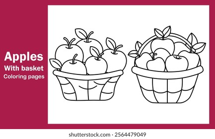"Apples with Basket Coloring Pages – Creative and Fun Designs for Kids and Adults"