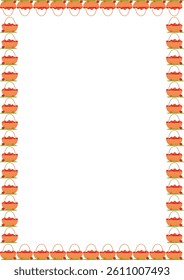 Apples in the basket frame. Hello autumn, thanksgiving decoration. Frame with empty space for your text