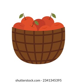 Apples in a basket vector illustration. harvest season