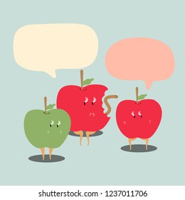 Apples with blank speech bubbles cartoon character vector