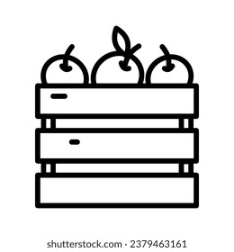 Apples in a box vector icon. Harvest vector sign in outline style. Can be use for wedding invitation, card design and background design