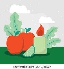 apples and candle healthy lifestyle