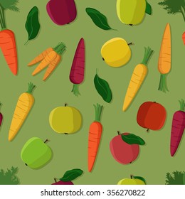 Apples and carrots vector seamless background