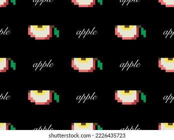 Apples cartoon character seamless pattern on black background