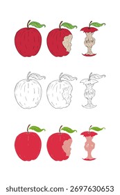 Apples in color and outline variations