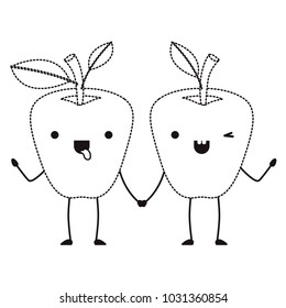 apples couple comic characters fresh fruit icon