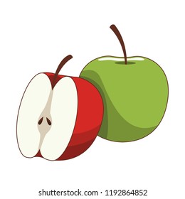 Apples cut halves