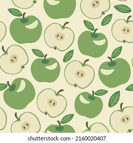 Apples cute trendy pattern. Green juicy fruits seamless vector illustration in trendy style. Gentle and elegant digital paper for packaging, textile, wrapping paper, for markets, advertising, kitchen