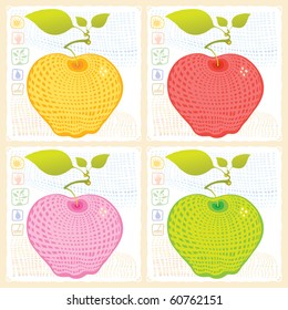 Apples in different colors original vector illustration