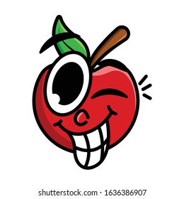 Apple's expression was laughing, happy, smile