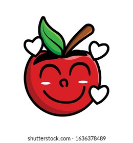 apple's expression was smiling, falling in love, happy, cheerful