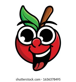 apple's expression was smiling, falling in love, happy, cheerful