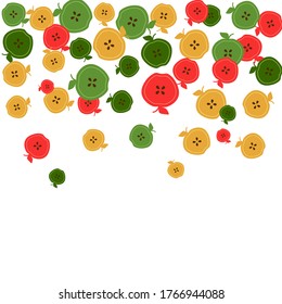 Apples. Frame scattered apples, vector. Design for fabric, paper, background, wallpaper, postcard.