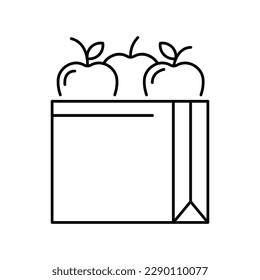 Apples fruit bag icon design. Apples package icon. isolated on white background. vector illustration