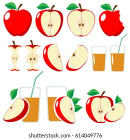 Apples fruit collection - icons vector