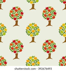 Apples. Fruit garden. Seamless pattern. Vector background. 