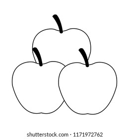 Apples fruit isolated in black and white