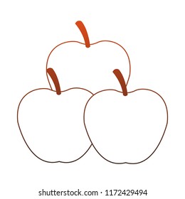 Apples fruit isolated orange lines