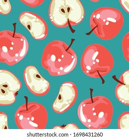 Apples. Fruits. Seamless vector pattern (background).