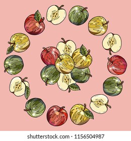 apples fruits in the shape of circle