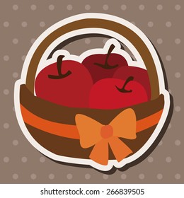 apples in the gift basket flat icon elements,eps10