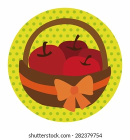 apples in the gift basket flat icon elements,eps10