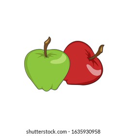 Apples green red. Fresh fruit. Healthy vegan food. Vector graphic illustration
