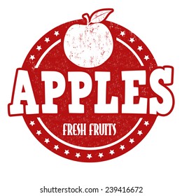 Apples grunge rubber stamp or label on white, vector illustration