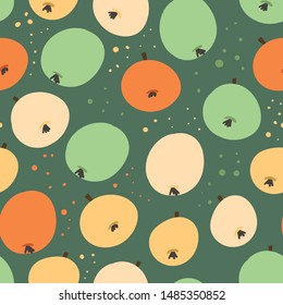 Apples hand drawn flat seamless pattern. Stock vector