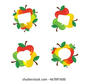 Apples and Healthy Fruit design with modern style with speech bubbles .vector illustration