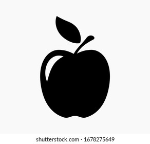 Apples icon with black leaves on a gray background.  Vector illustration.