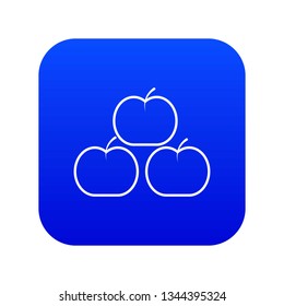 Apples icon blue vector isolated on white background