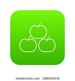 Apples icon green vector isolated on white background