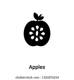 Apples icon vector isolated on white background, logo concept of Apples sign on transparent background, filled black symbol