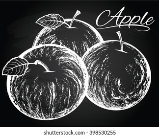 apples illustration on the chalkboard background
