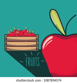 Apples inside wooden box