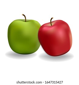 Apples isolated on a white background. Vector illustration of green and red apples.