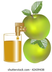 Apples with leaf and apple juice