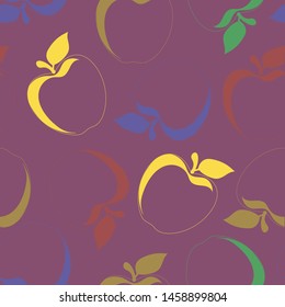 Apples leaves background.vivid illustration.vector image.