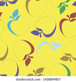 Apples leaves background.vivid illustration.vector image.