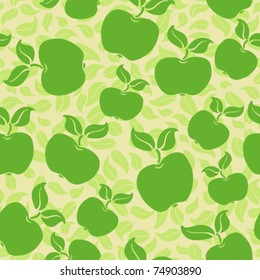 apples with leaves seamless background