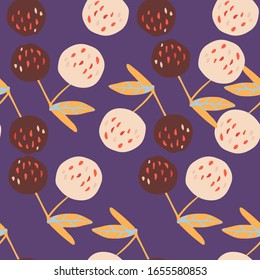 Apples and leaves seamless pattern in Scandinavian style. Botanical print. Design for fabric, textile print, wrapping paper, children textile. Vector illustration