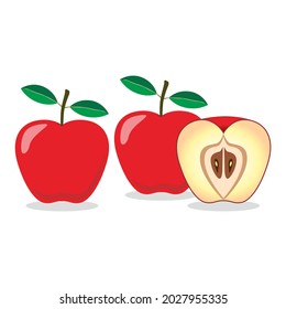 manzanas con hojas,
diseño de ilustración simple