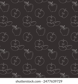 apples line art seamless pattern